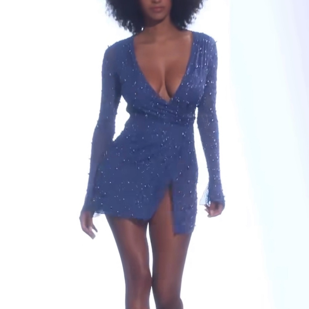 Oh Polly Blue Sequin Mini Dress
